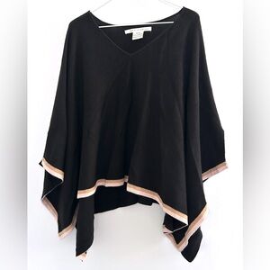 Max Studio 100% Cashmere Black Poncho One Size Luxe Soft Minimalist Cozy Chic